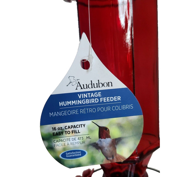Audubon 24104 Bird Feeder, Hummingbird, Vintage Square, Ruby, 16-oz - Picture 5 of 8